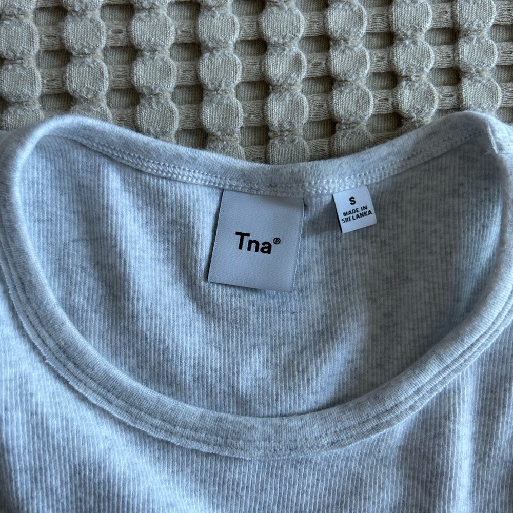 TNA Soft White Ribbed Tee